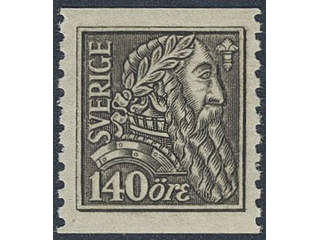 Sweden. Facit 155b ★★, 1921 Gustaf Vasa 140 öre black. B-ppr. Superb quality. SEK 800