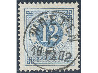 Sweden. Facit 32b used , 12 öre deep blue. EXCELLENT cancellation WRETEN 17.12.1882.
