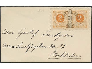 Sweden. Facit 40b on cover, 2 öre orange in pair on domestic printed matter of lowest …