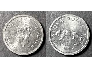 Indien George VI (1936-1947) 1 rupee 1947, UNC, Lahore