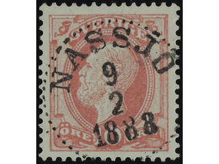 Sweden. Facit 45 used , 1886 Oscar II with posthorn on back 10 öre red. EXCELLENT …