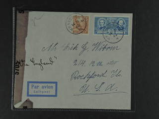 Sweden. Facit 341, 275 cover , 15+90 öre on censored air mail cover sent from VÄSTERÅS 3 …