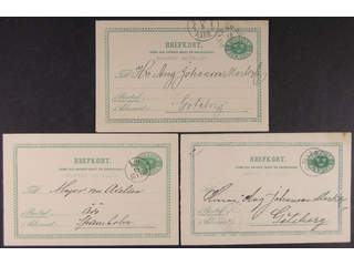 Sweden. Postal stationery, double postcard Facit bKd6 , Originating card 5 öre, three …