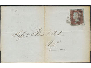 Britain. Michel 3 cover , 1841 Queen Victoria 1 d red-brown, watermark small crown on …