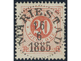 Sweden, Sverige, Sverige, Sverige. Facit 33f used, 20 öre orange-red on calendered …