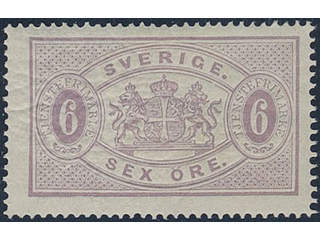 Sweden. Official Facit Tj4e ★, 6 öre lilac, perf 14. Opinion (shade) by O.P. SEK 2200