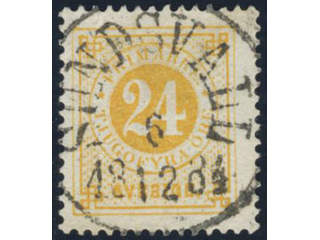 Sweden, Sverige, Sverige, Sverige. Facit 34j used, 24 öre orange-yellow on calendered …