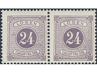 Sweden. Postage due Facit L17 ★★ , 24 öre lilac, perf 13 in fresh pair. SEK 1200