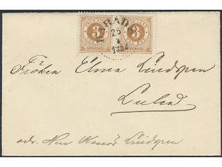 Sweden. Facit 41a on cover, 3 öre yellowish brown in pair on domestic printed matter of …