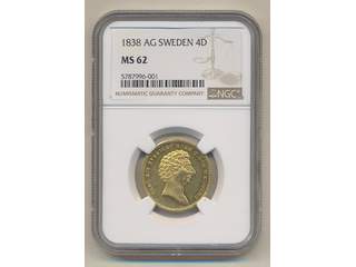 Sverige Karl XIV Johan (1818-1844) 4 dukater 1838, 01, NGC MS62