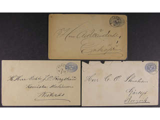 Sweden. Postal stationery, stamped envelope Facit Fk2 , Stamped envelope 12 öre, three …