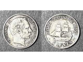 Danska Västindien Christian IX (1863-1906) 5 cents 1878, 1+