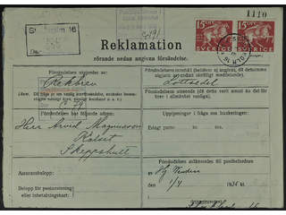 Sweden. Facit 248A on cover, 2×15 öre on postal form for complaint / enquiry regarding a …