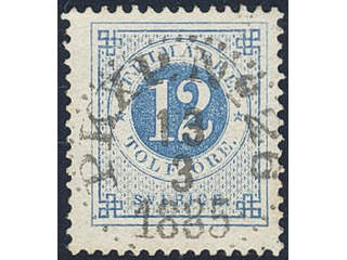 Sweden. Facit 32h used , 12 öre dark blue - light blue on calendered paper. EXCELLENT …