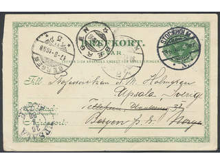 Sweden. Postal stationery, double postcard Facit bKd9 , Response card 5 öre used as …
