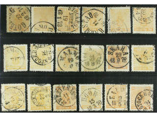Sweden. Facit 10 used , 24 öre orange, eighteen used copies. Shades, varieties, …