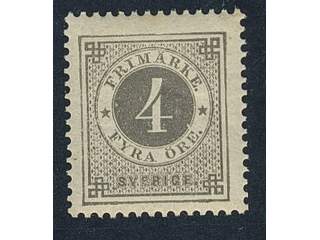 Sweden. Facit 29 ★★, 4 öre grey. Very fine and fresh. SEK 6500