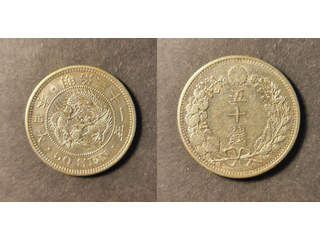 Japan Mutsuhito (1867-1912) 50 sen 1898 (Meiji 31), AU lätt rengjord