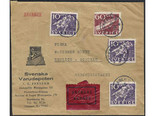 Sweden. Facit 247, 256 cover , 3x10+60 öre on special delivery cover sent from STOCKHOLM …