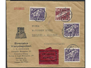 Sweden. Facit 247, 256 cover, 3×10+60 öre on special delivery cover sent from STOCKHOLM …