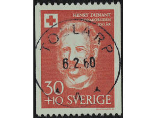 Sweden. Facit 502A used , 1959 Centenary of the Red Cross 30+10 öre red. EXCELLENT …