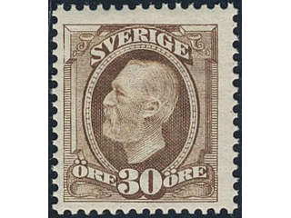 Sweden. Facit 58vm1 ★★, 1891 Oscar II 30 öre brown, inverted wmk. Very fresh. SEK 1800