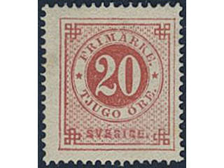 Sweden. Facit 22c ★, 20 öre red-light red. Fine example with slightly moisture affected …