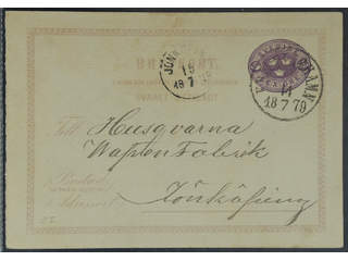 Sweden. Postal stationery, double postcard Facit bKd1CI , Originating card 6 öre sent …