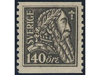 Sweden. Facit 155bB ★★, 1921 Gustaf Vasa 140 öre olivish grey-black vertical perf 9¾ on …