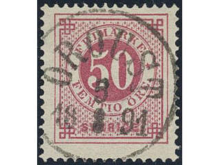 Sweden. Facit 48b used, 50 öre carmine, even print. Superb cancellation ORUST 5.8.1891.