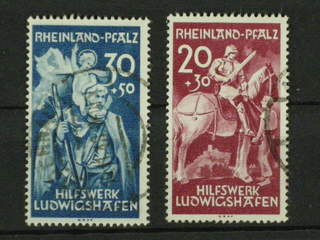 Germany French Zone - Rheinland-Pfalz. Michel 30 II–31 II used , 1948 Charity SET (2). …