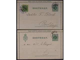 Sweden. Postal stationery, letter card Facit kB1 , Letter card 5 öre with edges, two …