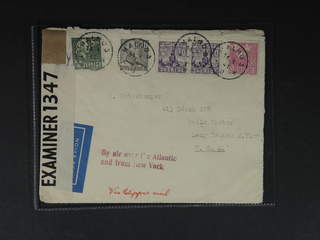 Sweden. Air mail cover Facit 298, 283, 324, 330A , 5+2x10+50 öre + 1.20 kr on censored …