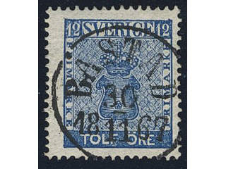 Sweden. Facit 9b3 used , 12 öre dark blue, perforation of 1865. EXCELLENT cancellation …