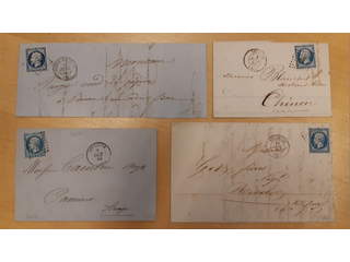 France. Michel 13 cover , 1854 Emperor Napoleon III 20 c blue in partly different types …