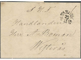 Sweden. W county. FAHLUN 23.11.1838, arc postmark. Type3 on letter sent to Västerås.