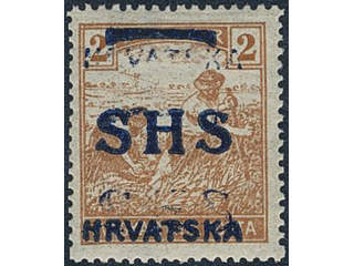 Yugoslavia. Michel 66DD ★★, 1916 SHS overprint 2 f ochre with double overprint variety. …
