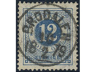 Sweden, Sverige, Sverige, Sverige. Facit 32c used, 12 öre deep blue-ultramarine on white …