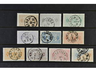 Sweden. Official Facit Tj1–10 used, Officials perf. 14 3 öre–1 kr SET (10). Somewhat …