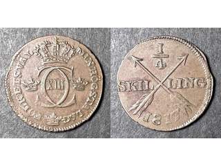 Sverige Karl XIII (1809-1818) 1/4 skilling 1817, 1+