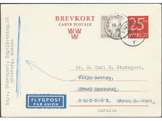 Sweden. Postal stationery, Single postcard, Facit bKe44, 400A, Postcard 25 öre …