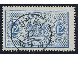 Sweden. Official Facit Tj5b used , 12 öre high blue, perf 14, clear print, blue-greyish …