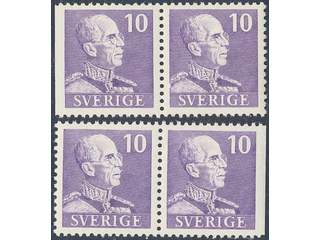 Sweden. Facit 269BC/CB ★★ , 1939 Gustaf V small numerals 10 öre pair 3+4 and 4+3. Very …