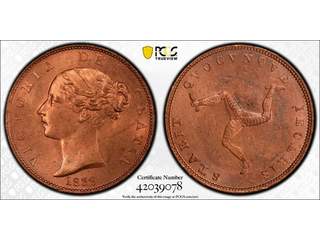 Storbritannien Queen Victoria (1839-1901) 1/2 penny 1839, UNC, PCGS MS64 RD full röd lyster