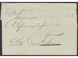 Sweden. X county. GEFLE 2.8.1832, arc postmark. Type 2 on cover sent to Falun. Superb. …