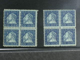 Sweden. Facit 152C ★★ , 1920 Gustav II Adolf 20 öre blue, perf on four sides in two …
