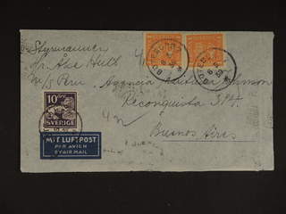 Sweden. Facit 168, 146Ab cover , 10 öre + 2x1 kr on air mail cover sent from GÖTEBORG …