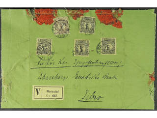 Sweden. Facit 77, 88 cover , 2x30 öre + 4x1 kr on insured 3-fold cover (oilcloth) …