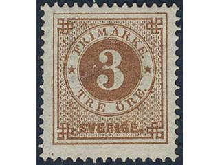 Sweden. Facit 28e ★, 3 öre orange-brown, clean distinct print. Opinion (shade) by O.P. …