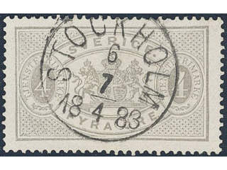 Sweden. Official Facit Tj13A used , 4 öre grey, perf 13. EXCELLENT cancellation …